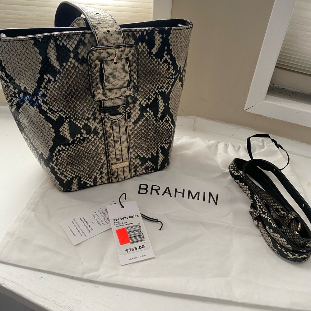 Brahmin Faith in Caviar Felix with shoulder strap and dust bag.
